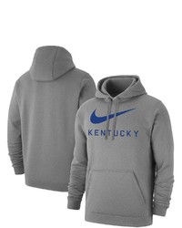 Nike Gray Kentucky Wildcats Big Swoosh Club Pullover Hoodie In Heather Gray At Nordstrom