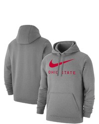 Nike Gray Ohio State Buckeyes Big Swoosh Club Pullover Hoodie In Heather Gray At Nordstrom