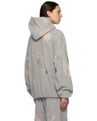 Doublet Gray Ripped Off Hoodie