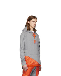 Greg Lauren Grey And Orange Paul And Shark Edition Panelled Hoodie