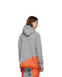 Greg Lauren Grey And Orange Paul And Shark Edition Panelled Hoodie