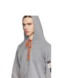 Greg Lauren Grey And Orange Paul And Shark Edition Panelled Hoodie