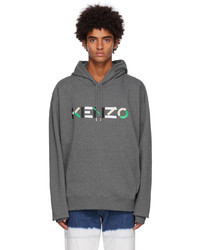 Kenzo Grey Logo Oversized Hoodie