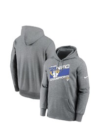Nike Heathered Charcoal Los Angeles Rams 2021 Nfc Champions Iconic Pullover Hoodie In Heather Charcoal At Nordstrom