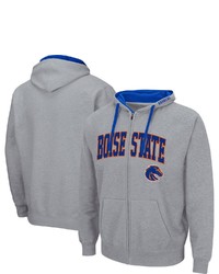 Colosseum Heathered Gray Boise State Broncos Arch Logo 20 Full Zip Hoodie