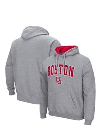 Colosseum Heathered Gray Boston University Arch And Logo Pullover Hoodie