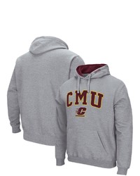 Colosseum Heathered Gray Cent Michigan Chippewas Arch And Logo Pullover Hoodie