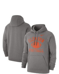 Nike Heathered Gray Clemson Tigers Football Club Pullover Hoodie