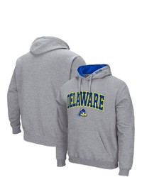 Colosseum Heathered Gray Delaware Fightin Blue Hens Arch Logo 30 Pullover Hoodie