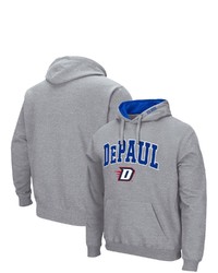 Colosseum Heathered Gray Depaul Blue Demons Arch Logo 30 Pullover Hoodie