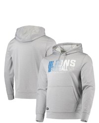 New Era Heathered Gray Detroit Lions Combine Authentic Game On Pullover Hoodie