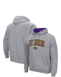 Colosseum Heathered Gray Ecu Pirates Arch And Logo Pullover Hoodie
