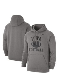 Nike Heathered Gray Iowa Hawkeyes Football Club Pullover Hoodie