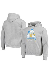 Junk Food Heathered Gray Los Angeles Chargers Disney Mickey Quarterback Pullover Hoodie