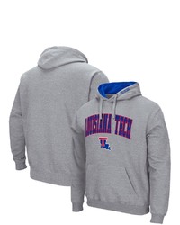 Colosseum Heathered Gray Louisiana Tech Bulldogs Arch And Logo Pullover Hoodie