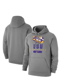 Nike Heathered Gray Lsu Tigers Big Tall Club Stack Fleece Pullover Hoodie In Heather Gray At Nordstrom