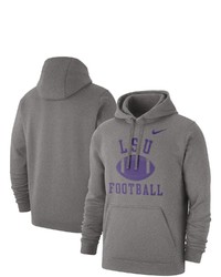 Nike Heathered Gray Lsu Tigers Football Club Pullover Hoodie