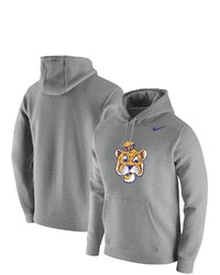 Nike Heathered Gray Lsu Tigers Vintage School Logo Pullover Hoodie In Heather Gray At Nordstrom