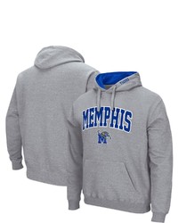 Colosseum Heathered Gray Memphis Tigers Arch And Logo Pullover Hoodie