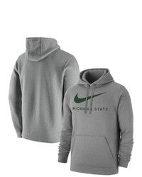 Nike Heathered Gray Michigan State Spartans Big Swoosh Club Pullover Hoodie In Heather Gray At Nordstrom