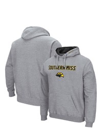 Colosseum Heathered Gray Southern Miss Golden Eagles Arch And Logo Pullover Hoodie