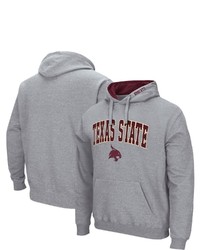 Colosseum Heathered Gray Texas State Bobcats Arch And Logo Pullover Hoodie