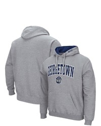 Colosseum Heathered Gray Town Hoyas Arch And Logo Pullover Hoodie