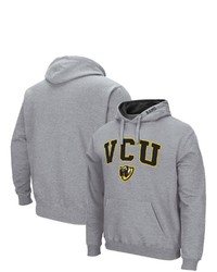 Colosseum Heathered Gray Vcu Rams Arch And Logo Pullover Hoodie