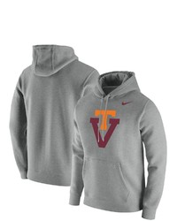 Nike Heathered Gray Virginia Tech Hokies Vintage School Logo Pullover Hoodie In Heather Gray At Nordstrom
