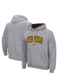 Colosseum Heathered Gray Western Michigan Broncos Arch And Logo Pullover Hoodie