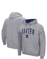 Colosseum Heathered Gray Xavier Musketeers Arch And Logo Pullover Hoodie