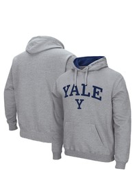 Colosseum Heathered Gray Yale Bulldogs Arch And Logo Pullover Hoodie