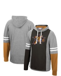 Mitchell & Ness Heathered Grayblack Philadelphia 76ers Color Blocked Long Sleeve Hoodie T Shirt