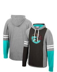 Mitchell & Ness Heathered Grayblack Vancouver Grizzlies Color Blocked Long Sleeve Hoodie T Shirt In Heather Gray At Nordstrom