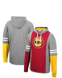 Mitchell & Ness Heathered Grayred Houston Rockets Color Blocked Long Sleeve Hoodie T Shirt