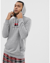 YOURTURN Hoodie With Chest Embroidery In Grey