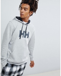 Helly Hansen Logo Hoodie In Grey