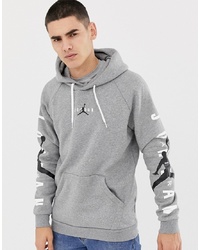 Jordan Nike Logo Pullover Hoodie In Grey At4911 091