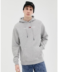 Tommy Jeans Relaxed Fit Hoodie With Small Chest Logo In Light Grey