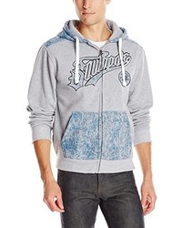 Southpole Full Zip Hoodie With Denim Print Applique And Details