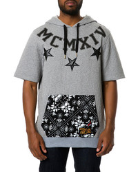 Square Zero The Sqzcotton French Terry Short Sleeve Backside Full Zip Hoody With Flower Bandana Pattern Print