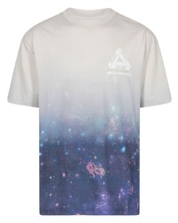 Grey Print Lace Crew-neck T-shirt