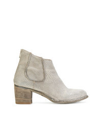 Grey Print Leather Ankle Boots