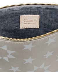 Clare Vivier Flat Clutch Grey Milano Grey Moor Print