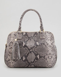 Grey Print Leather Handbag