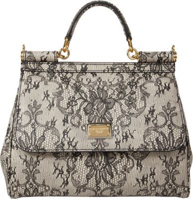 Dolce and Gabbana Late 2000s Lace Print Mini Sicily Bag · INTO