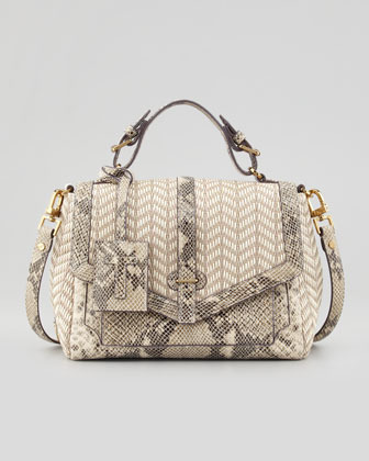 Tory Burch 797 Medium Raffia Snake Print Satchel Bag Natural | Where to ...