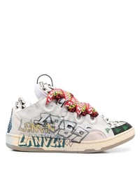 Lanvin Graffiti Print Lace Up Sneakers