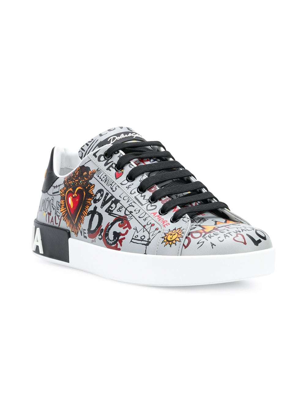 Dolce & Gabbana Portofino Graffiti Print Sneakers, $630  |  Lookastic