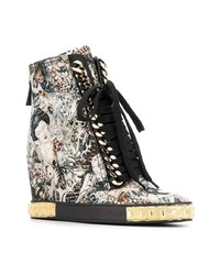 Casadei Japanese Print Wedged Boots